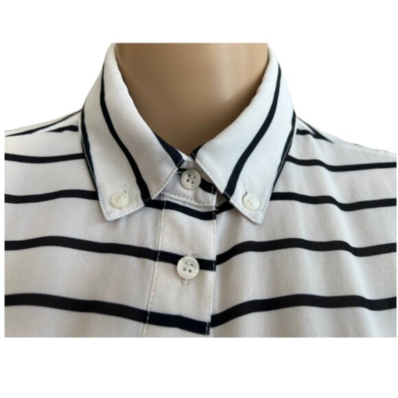 TRISTAN Striped Button-Down Lounge Shirt / Size Small - Picture 3 of 10